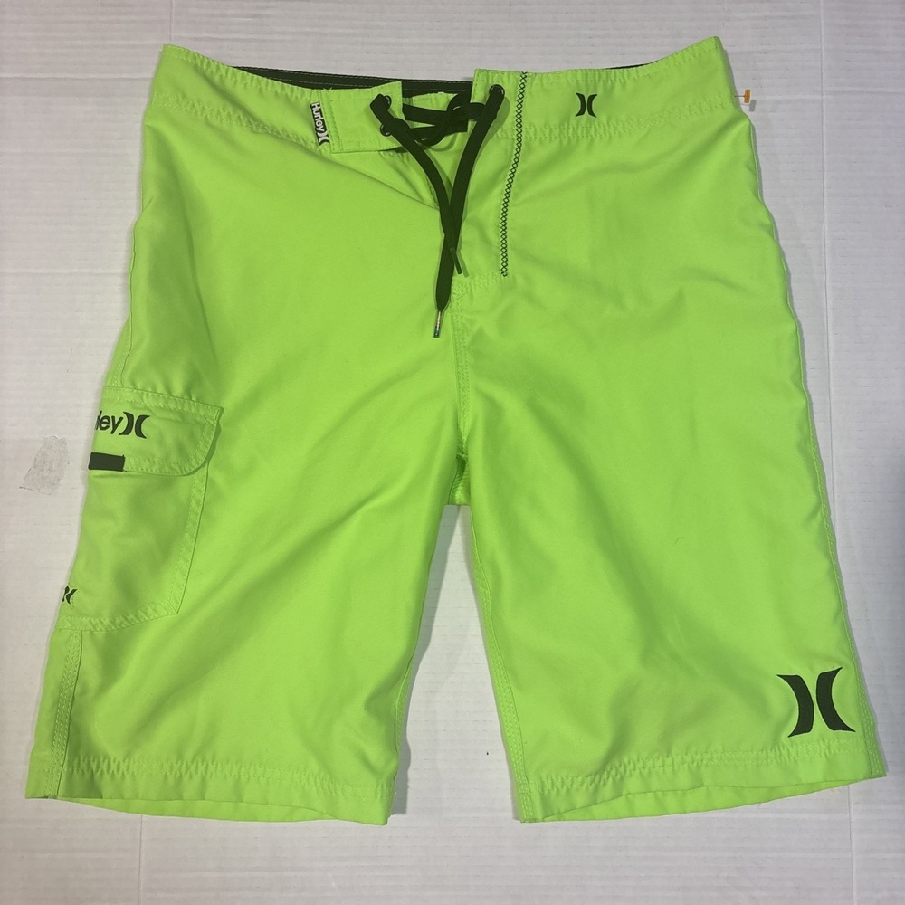 Hurley Men's Board Shorts Swim Trunks Neon Green Size 30 Surf Beach " Summer Hot